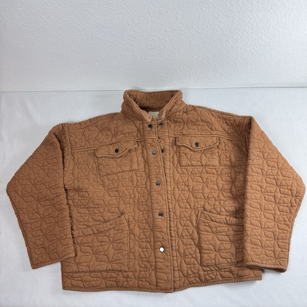 Farmers Market Quilted 4 Pocket Jacket Women's Large Rust Orange Boho Coat READ